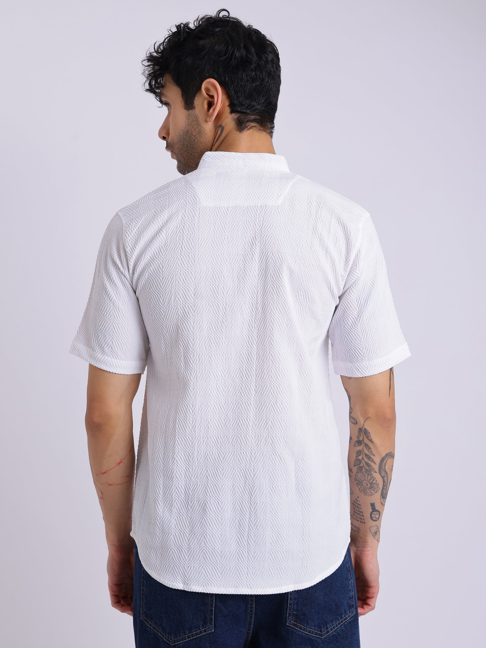 Men's Short Sleeve Textured Kurta Shirt