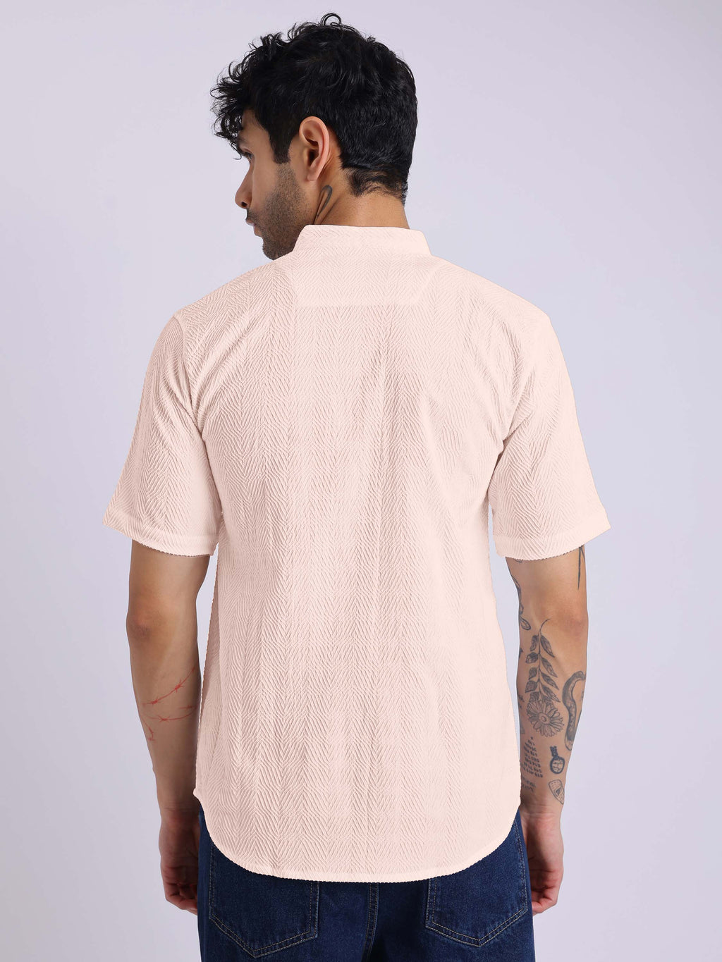 Men's Short Sleeve Textured Kurta Shirt