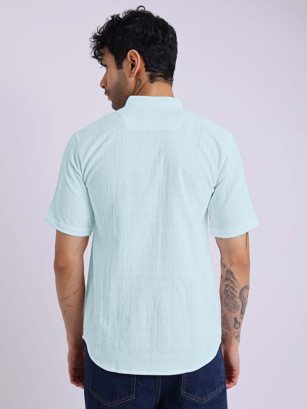 Men's Short Sleeve Textured Kurta Shirt
