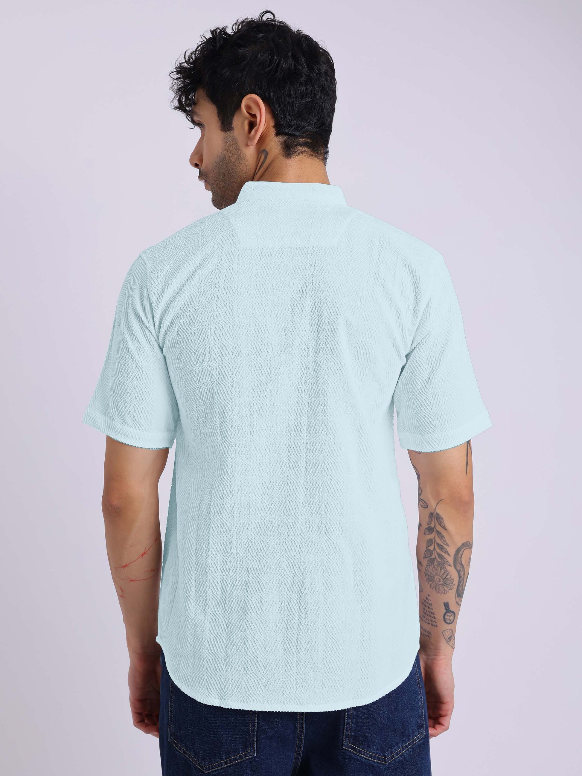 Men's Short Sleeve Textured Kurta Shirt