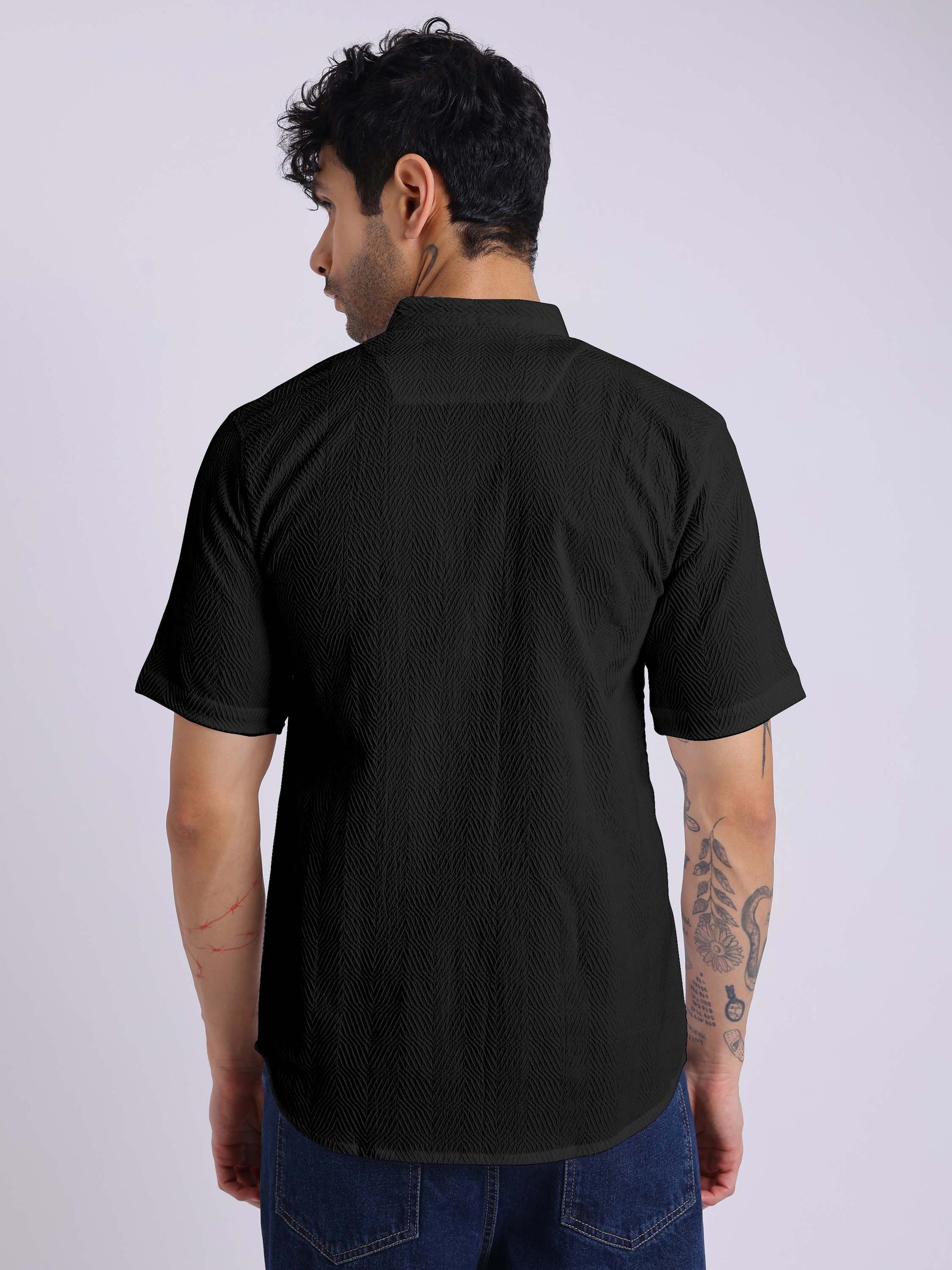 Men's Short Sleeve Textured Kurta Shirt